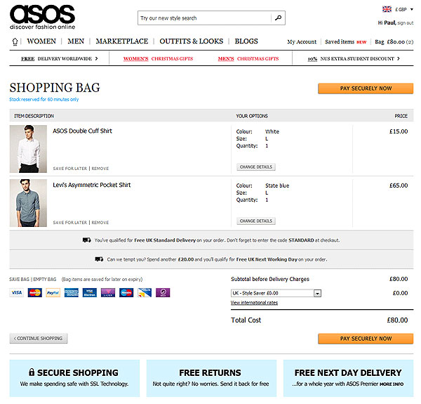 Пользовательский опыт интернет-магазинов: эффективное оформление заказов от asos